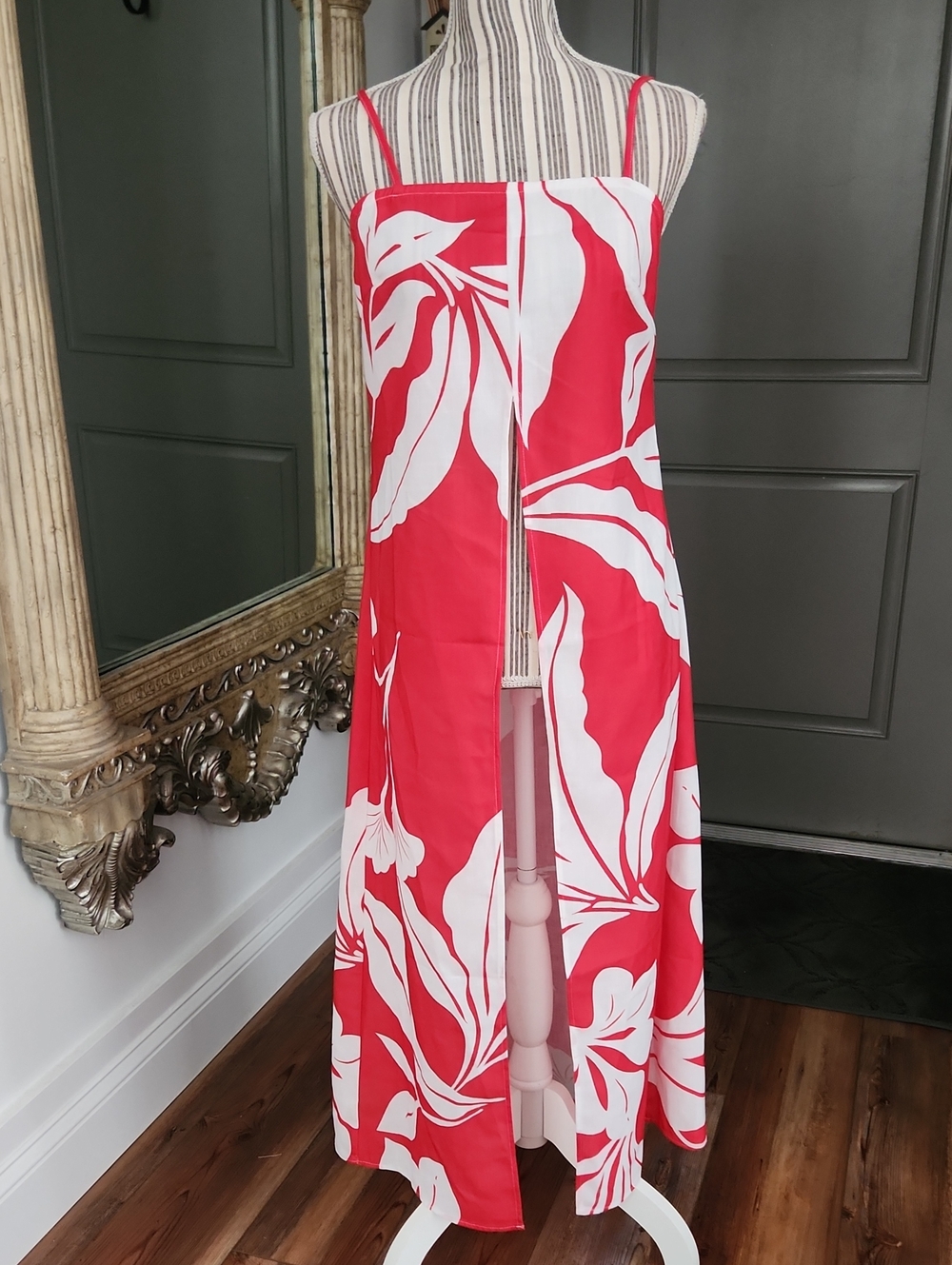 Commense Red & White Leaf Printed Longline Cami Top - Picture 7 of 10